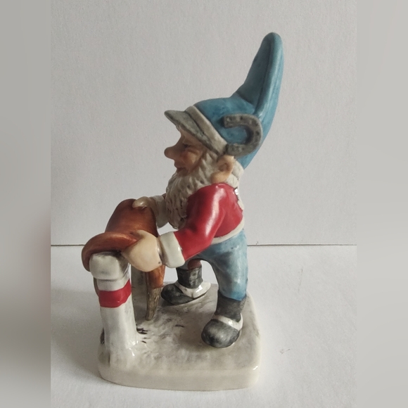 Goebel Co Boy Gnome Herbie Horseman Placing Saddle W Germany Red Blue Figurine - Picture 9 of 16